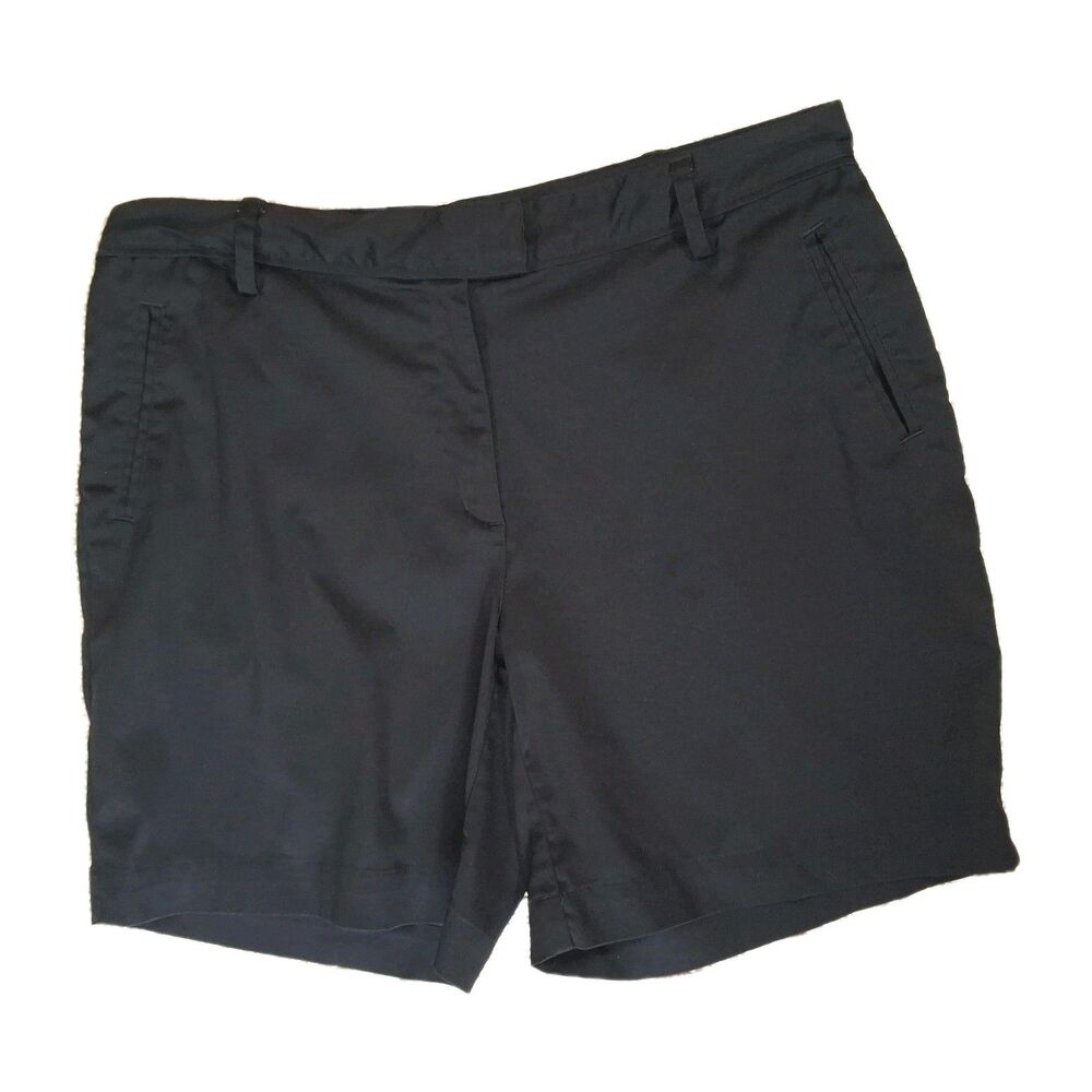WOMENS BLACK GOLF SHORTS SIZE 10 CURVY 32 WAIST STRETCH PERFORMANCE FLAT FRONT
